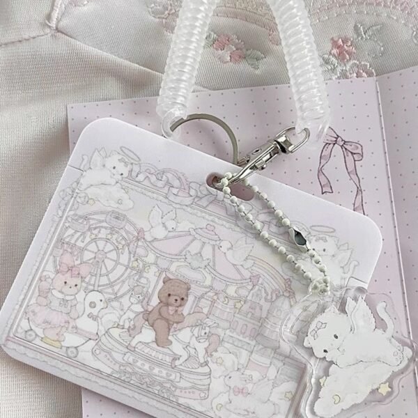 1) 【GirlsDream】可愛いキーホルダー付きトレカケース ネコ 高品質ケース