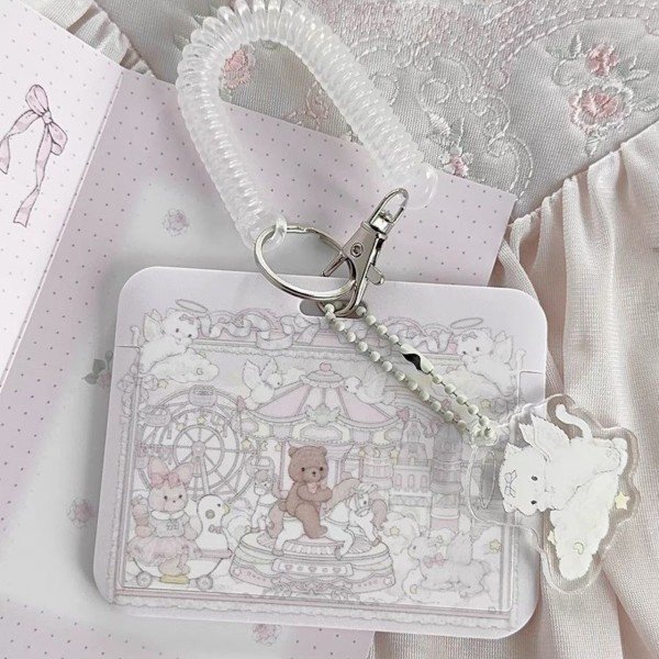 2 【GirlsDream】可愛いキーホルダー付きトレカケース ネコ 高品質ケース