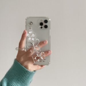 ★IPhone16シリーズ対応 可愛いチェーンクリアiphoneケース