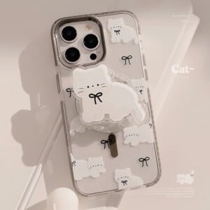 ★iPhone16シリーズ対応MagSafe対応可能　マグネット式　かわいいiPhoneケース ネコグリップ　