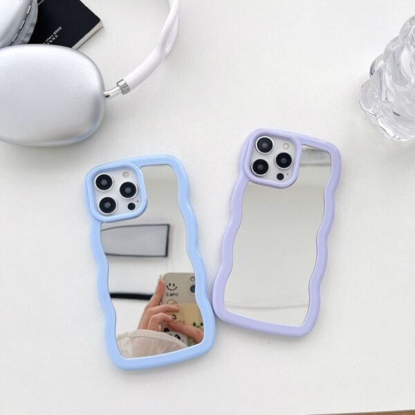 ★iPhone16シリーズ対応　全6カラー  波型可愛いミラーIPhoneケース