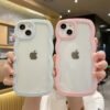 ★IPhone16シリーズ対応 波型デザイン　オシャレなスマホケース　透明スマホケース 全7カラー  iphoneケースクリア シンプル
