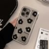 ★iPhone16シリーズ対応　黒花かわいいiPhoneケース