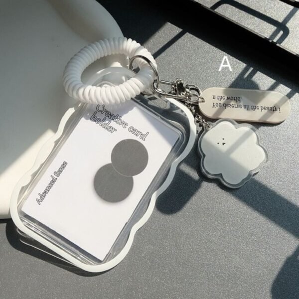 シンプルで可愛いトレカケース  ホワイト　キーホルダー付き なみなみ