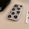 ★iPhone16シリーズ対応　黒花かわいいiPhoneケース
