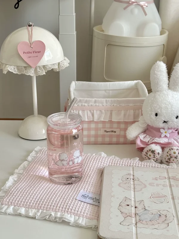 【MoonpieGirl】可愛いガラスカップ　ストロー付き