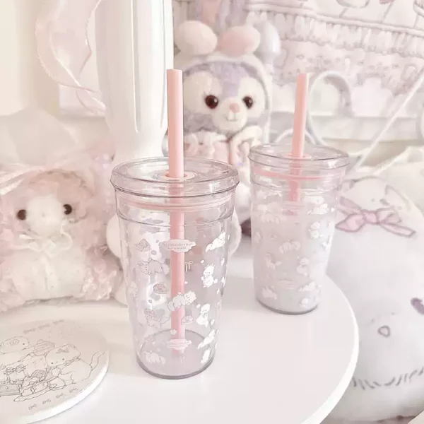 【MoonpieGirl】可愛いガラスカップ　ストロー付き