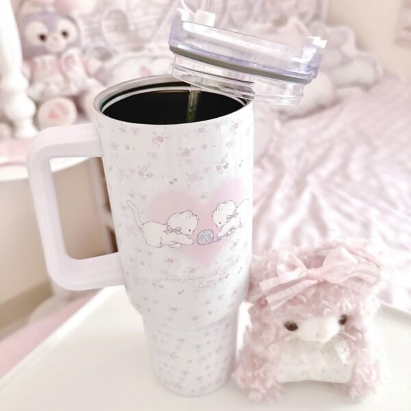 【MoonpieGirl】蓋付きタンブラー  可愛い取っ手付き  保温保冷 海外人気アイテム