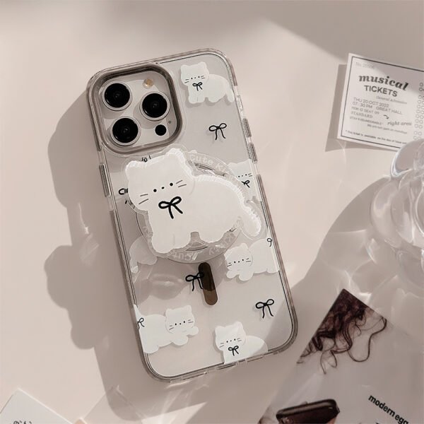 ★iPhone16シリーズ対応MagSafe対応可能　マグネット式　かわいいiPhoneケース ネコグリップ　