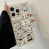 ★iPhone16シリーズ対応　可愛いクマちゃんIPhoneケース 　ステッカー風