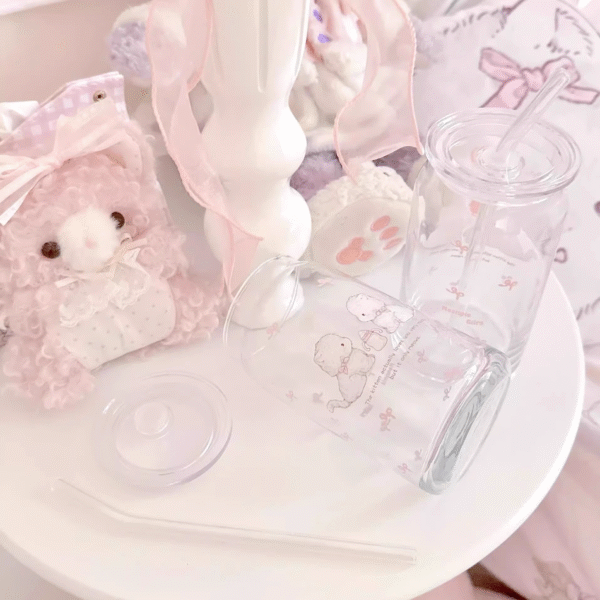 【MoonpieGirl】可愛いガラスカップ　ストロー付き