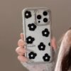 ★iPhone16シリーズ対応　黒花かわいいiPhoneケース