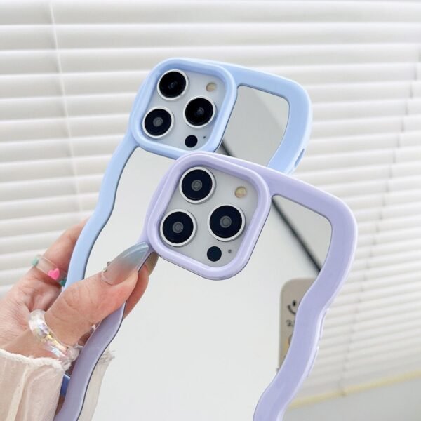 ★iPhone16シリーズ対応　全6カラー  波型可愛いミラーIPhoneケース