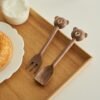 木製スプーン　ウッドフォーク　クマ　高品質スプーン＆ウッドフォーク　韓国風雑貨