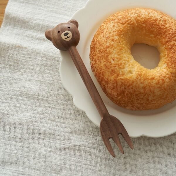 木製スプーン　ウッドフォーク　クマ　高品質スプーン＆ウッドフォーク　韓国風雑貨