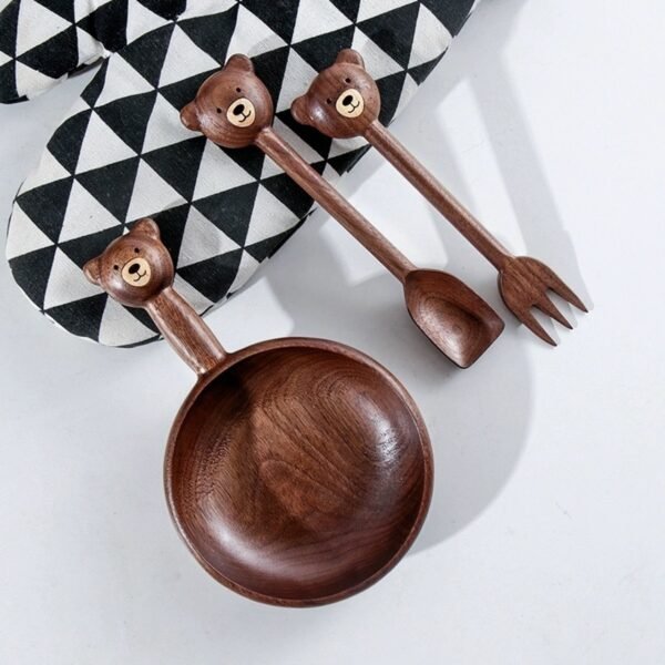 木製スプーン　ウッドフォーク　クマ　高品質スプーン＆ウッドフォーク　韓国風雑貨