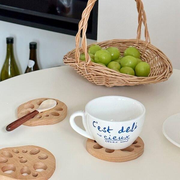 レンコン形木製コースター　韓国風雑貨