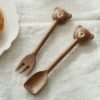 木製スプーン　ウッドフォーク　クマ　高品質スプーン＆ウッドフォーク　韓国風雑貨