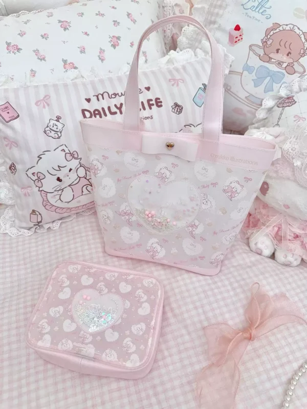 【mikko】半透明トートバッグ　手提げバッグ　化粧品収納　防水設計