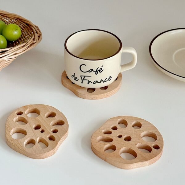 レンコン形木製コースター　韓国風雑貨